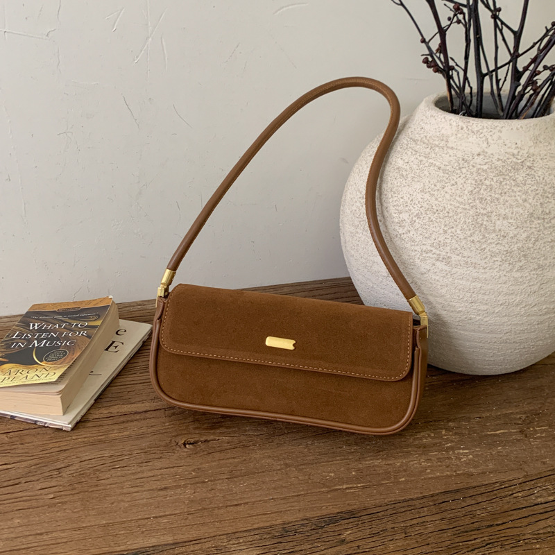 复古磨砂法棍包潮流时尚百搭锁扣小方包腋下包洋气潮流单肩手提包