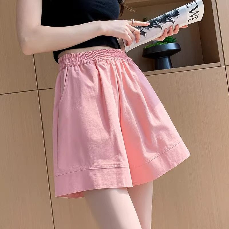 2026新款棉运动阔腿短裤女夏季松紧腰抽绳热裤小个子字五分裤子女