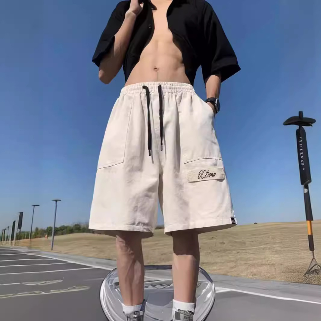 港风短裤夏季工装男宽松直筒纯棉青少年日系休闲中裤潮流全棉裤子