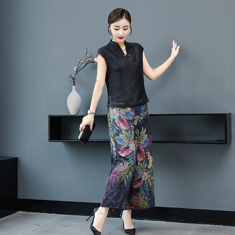 夏装真丝香云纱上衣改良妈妈款旗袍(非品牌)