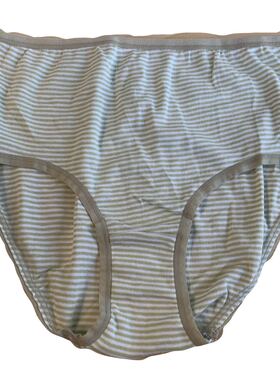 出口日本女士绿色条纹纯棉内裤M码87-95臀围