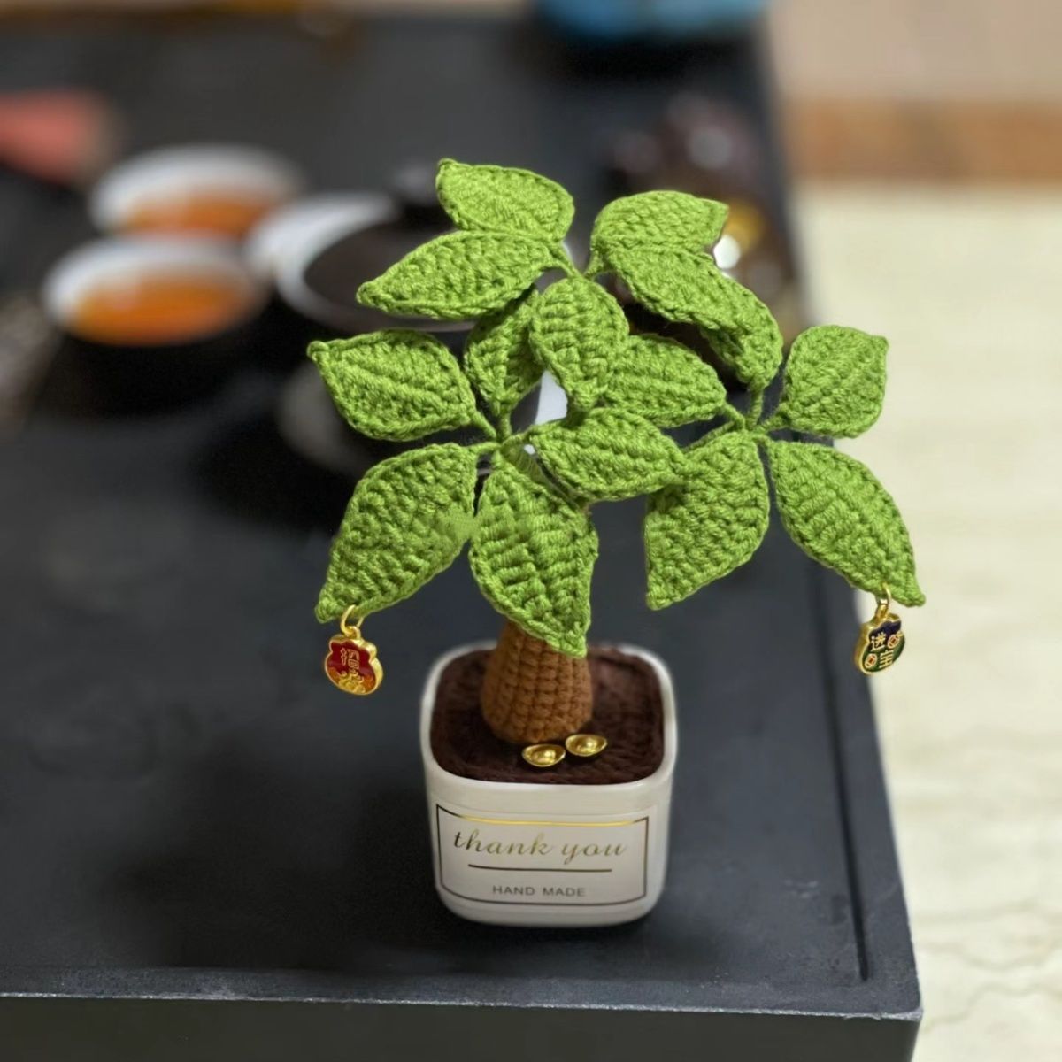 发财树盆栽钩针编织DIY材料包毛线针织摆件教师节礼物打发时间