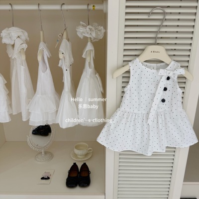 【乐恩baby】法式赫本！2026女童夏法式气质波点蝴蝶结连衣背心裙