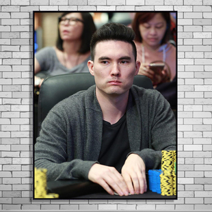 纸牌装饰画桌游棋牌室圆形挂画德州扑克名人明星订制赌场画可定做