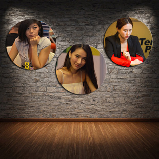 纸牌装饰画桌游棋牌室圆形挂画德州扑克名人明星订制赌场画可定做