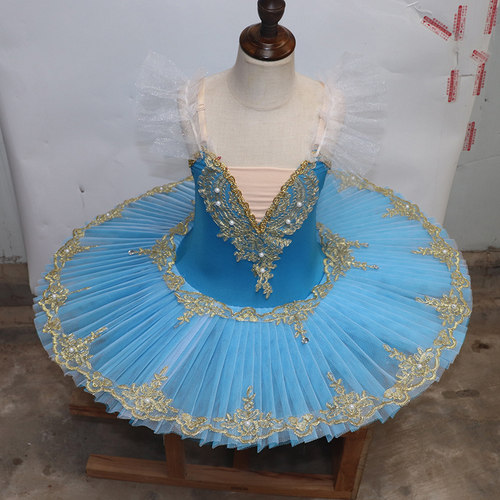 女童天蓝色tutu演出服芭蕾舞裙