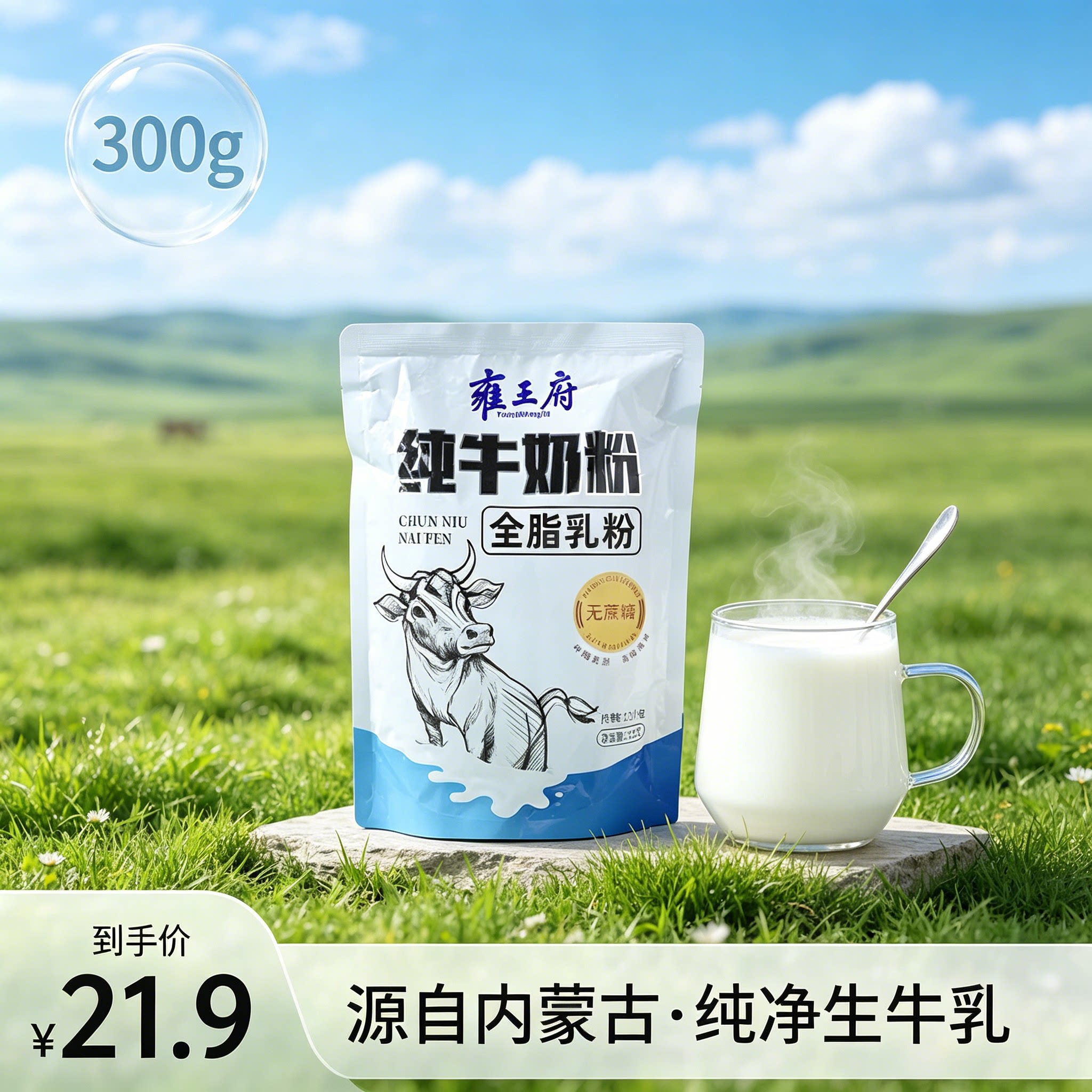 内蒙古纯牛奶粉全脂0蔗糖生牛乳