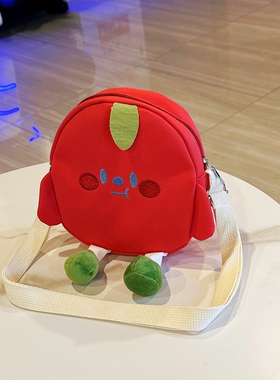 新年红包可爱男女童苹果单肩斜挎帆布包女孩拜年压岁钱包出游布包