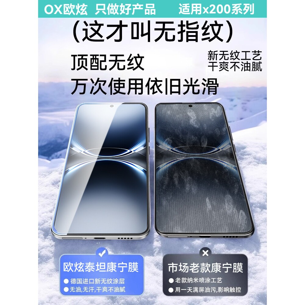 德国柏奈儿【康宁玻璃】适用vivox200ultra钢化膜x200pro新款高清x200s手机膜x200promini水凝防偷窥护眼防摔