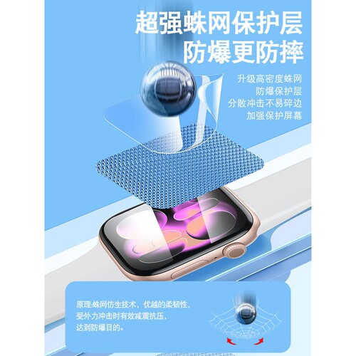 德国柏奈儿适用苹果s11保护膜iWatchs10手表iWatch11/10水凝s9s8s7软iWatchse3钢化9applewatch8曲面7防摔6ul