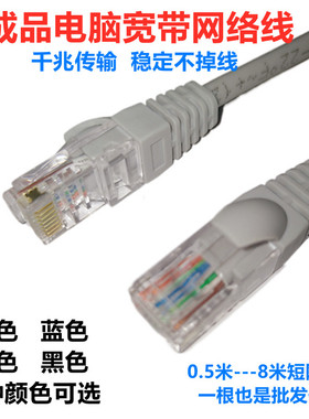 成品超五类六类网线千兆高速电脑路由器电视监控跳双绞线黑色白色