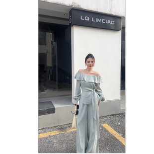 XIAOQIN有质感一字肩上衣高级感套装 两件套T645 锁骨韩系巨好看