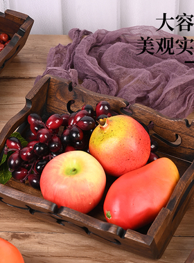 泰国进口东南亚实木雕花三件套果盘中式创意零食收纳摆件干果盘