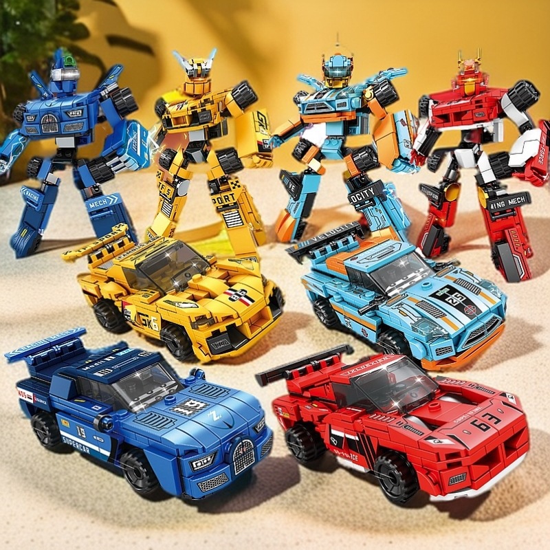 明迪K2152汽车直变机甲拼装积木