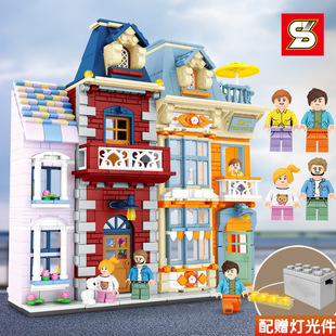 加致5219灯光街景克拉科夫印象拼装 小颗粒成人高难度积木玩具摆件