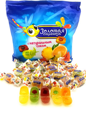 俄罗斯进口kdv蜻蜓什锦水果味夹心软糖小蜜蜂橡皮糖qq糖500克袋装