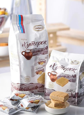 俄罗斯原装进口阿孔特牌农庄冰淇淋菲利莫巧克力奶酪味威化饼干