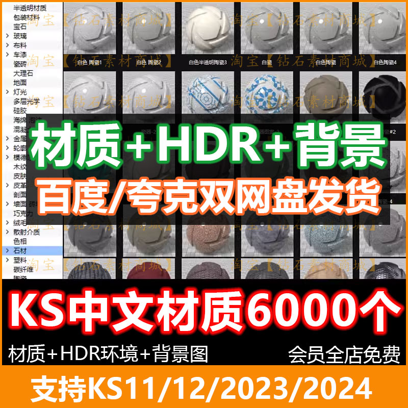 keyshot11/12/2023/2024中文材质库木纹皮革纹理HDR塑料6000个