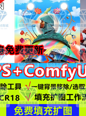 PS2026正式版创成填充扩图插件comfyUI背景移除PSai修图扩图acr18