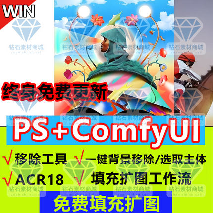 PS2026正式版创成填充扩图插件comfyUI背景移除PSai修图扩图acr18