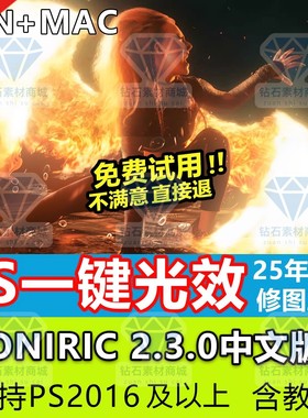 PS无损光效炫光晕发光Oniric2.3中文版一键辉光插件ps2026win+mac