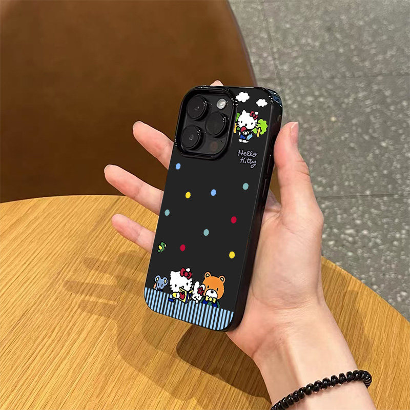 韩系ins小众卡通可爱波点猫咪手机壳适用苹果17promax新款iPhone16亮黑色15硅胶13磨砂12女11超薄14防摔软壳,3C数码配件,手机保护套/壳,淘宝优惠券,粉丝福利购,淘宝优惠卷