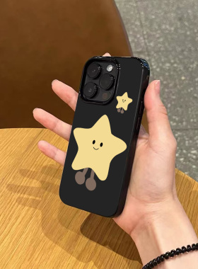 ins可爱卡通小星星手机壳适用苹果17promax新款iphone14pro亮黑色15磨砂13小众12超薄11男女款16全包硅胶软壳