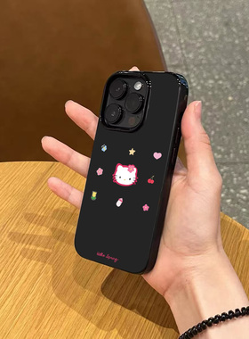 日韩ins小众甜酷少女心猫咪手机壳适用苹果17promax新款iphone14亮黑色15pro磨砂13女12硅胶11防摔16全包软壳
