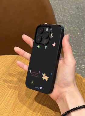 韩风ins蝴蝶星星小狗手机壳适用苹果17pormax新款iPhone15pro亮黑色14磨砂超薄13可爱卡通12女16全包防摔软壳