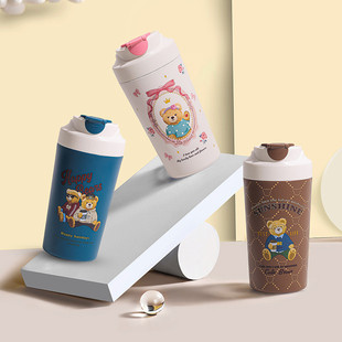 陶瓷内胆咖啡杯带挂绳新款儿童保温杯大容量高颜值水杯便携水杯子