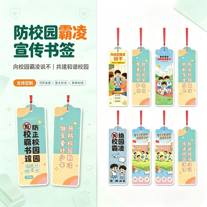 校园防霸凌亚克力书签定制教育局学校新时代文明实践中心宣传礼品图片