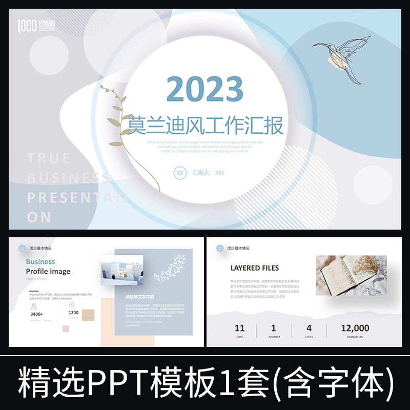 s109莫兰迪风淡雅简约介绍简历商务工作汇报年终总结规划ppt模板