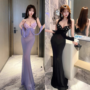 超级显胸大透视性感晚礼服夜店酒吧ktv车模特走秀演出服佳丽足浴
