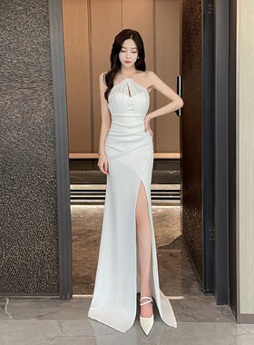 2026年新款性感包臀抹胸晚礼服夜总会气质高开修身拖地女长裙