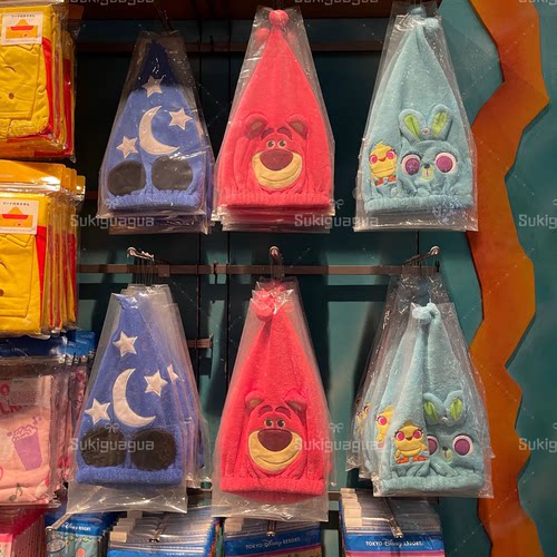 日本 Disney迪士尼 米奇魔法师 草莓熊 兔子鸡 吸水干发帽 卡通