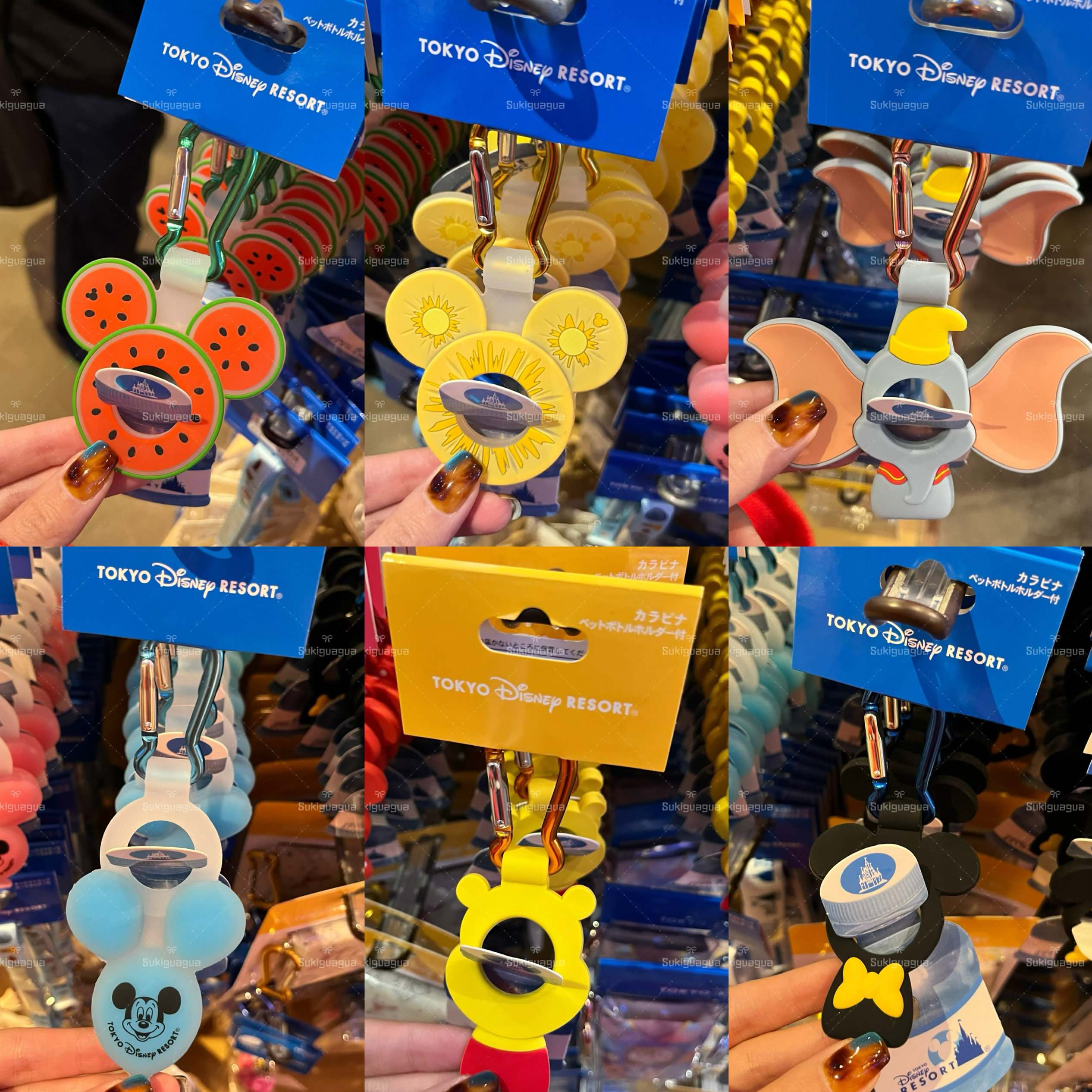 日本 Disney迪士尼 夏日西瓜菠萝米奇小飞象维尼水瓶挂扣便携挂绳