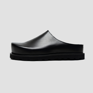 高级水洗小牛皮简约厚底勃肯鞋男2025夏整张皮素面包头德比半拖鞋