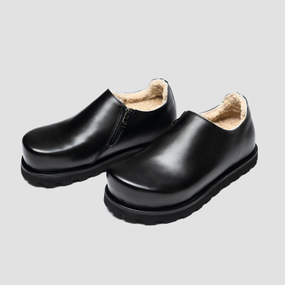 内里羊皮毛一体小牛皮鞋面男士