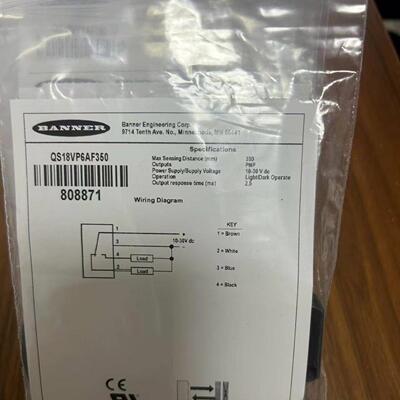 配件BANNER邦纳 型号QS18VP6AF350 订货号808871现货 全新未议价