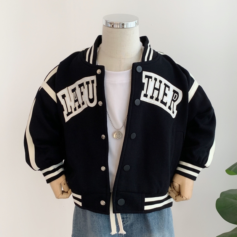 男童棒球服外套秋冬2024新款中大童时髦帅气夹克韩版儿童加绒上衣