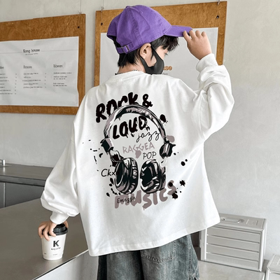 儿童长袖T恤春秋2025新款帅气中大童圆领休闲打底衫男童纯棉上衣