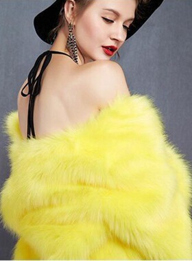 Sexy women yellow fur jacket Europe thick warm fur coat 2024