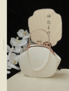 神隐手作复古新中式百搭大提花旗袍包包国风汉服口金包斜挎手提包