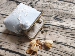 9cm零钱包 蕾丝淑女冰蓝旗袍复古口金包 原创新品 纯手工