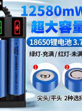 18650锂电池大容量3.7V强光手电筒唱戏机小风扇电池4.2V充电器