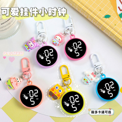 新款手表卡通钥匙扣挂件电子表时尚太空人LED夜光防水触控礼品表