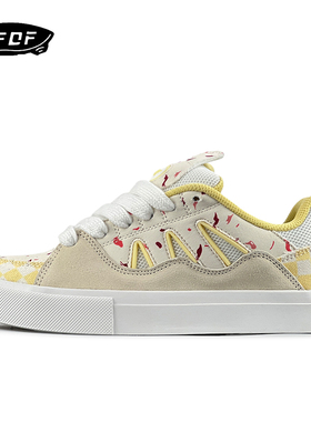 VFDF 面包鞋蔓越莓白巧克力复古低帮滑板鞋男女百搭国潮休闲鞋子