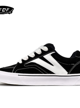 VFDF面包鞋翻毛皮经典复古低帮黑白板鞋男女潮鞋百搭情侣休闲鞋子