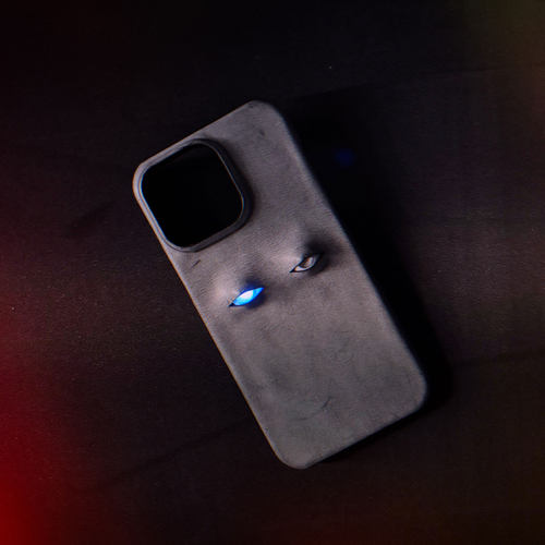 发光眼睛装置原创高级感17promax手机壳phone16promax手机套真皮复古风纯手工15pro创意个性定制适用于苹果