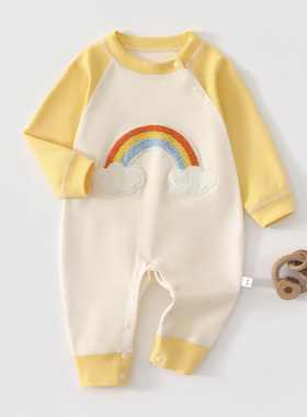 新生婴儿衣服新款春季连体衣可爱洋气男女宝宝超萌哈衣纯棉外出服